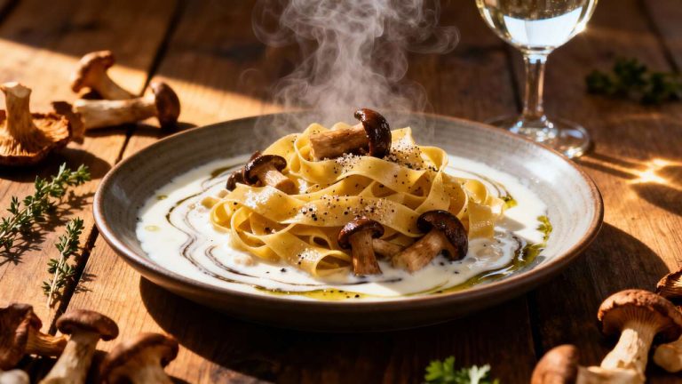 Tagliatelle ai funghi porcini: ricetta del piatto tradizionale italiano delizioso e aromatico