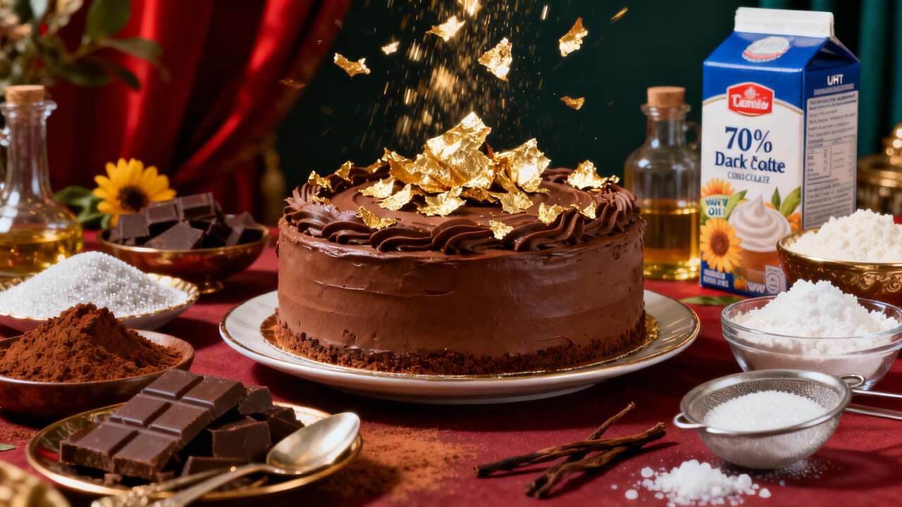 Torta cioccolato con crema e foglia d’oro: ricetta speciale