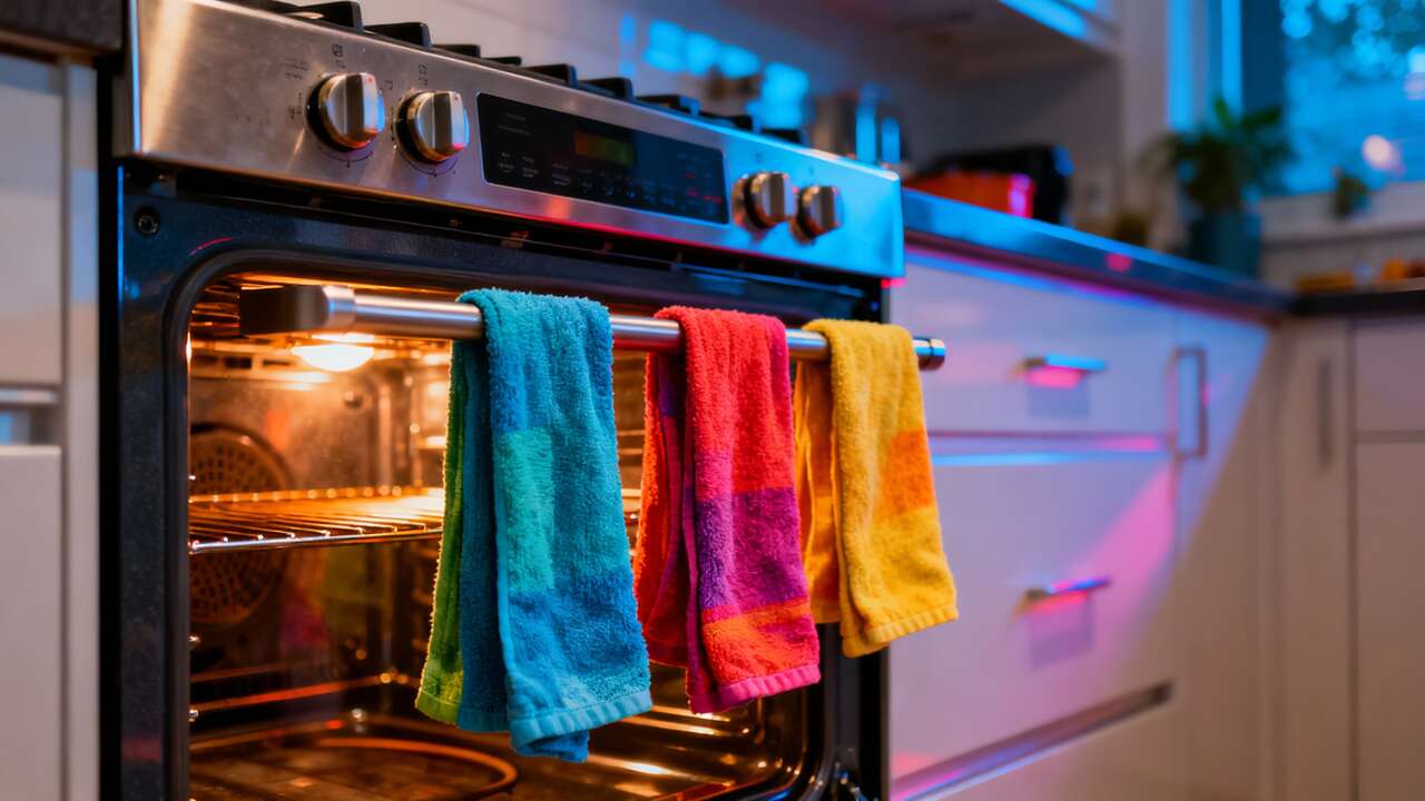 Pericolo di appendere strofinacci sulla porta del forno: motivi e soluzioni